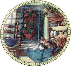 Edwin M. Knowles "Lazy Morning" Cat Plate by Hannah Ingmire 1990